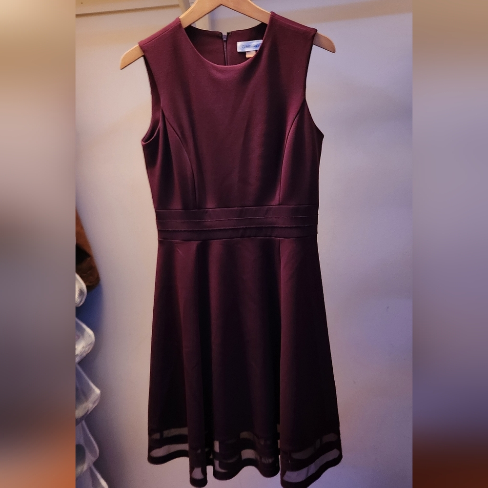 Calvin Klein Sleeveless Burgundy Dress